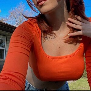 Orange Long Sleeve Crop Top